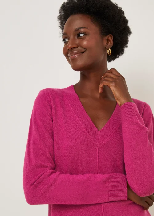 Bright Pink Super Soft V-Neck Jumper - 8 Image 2