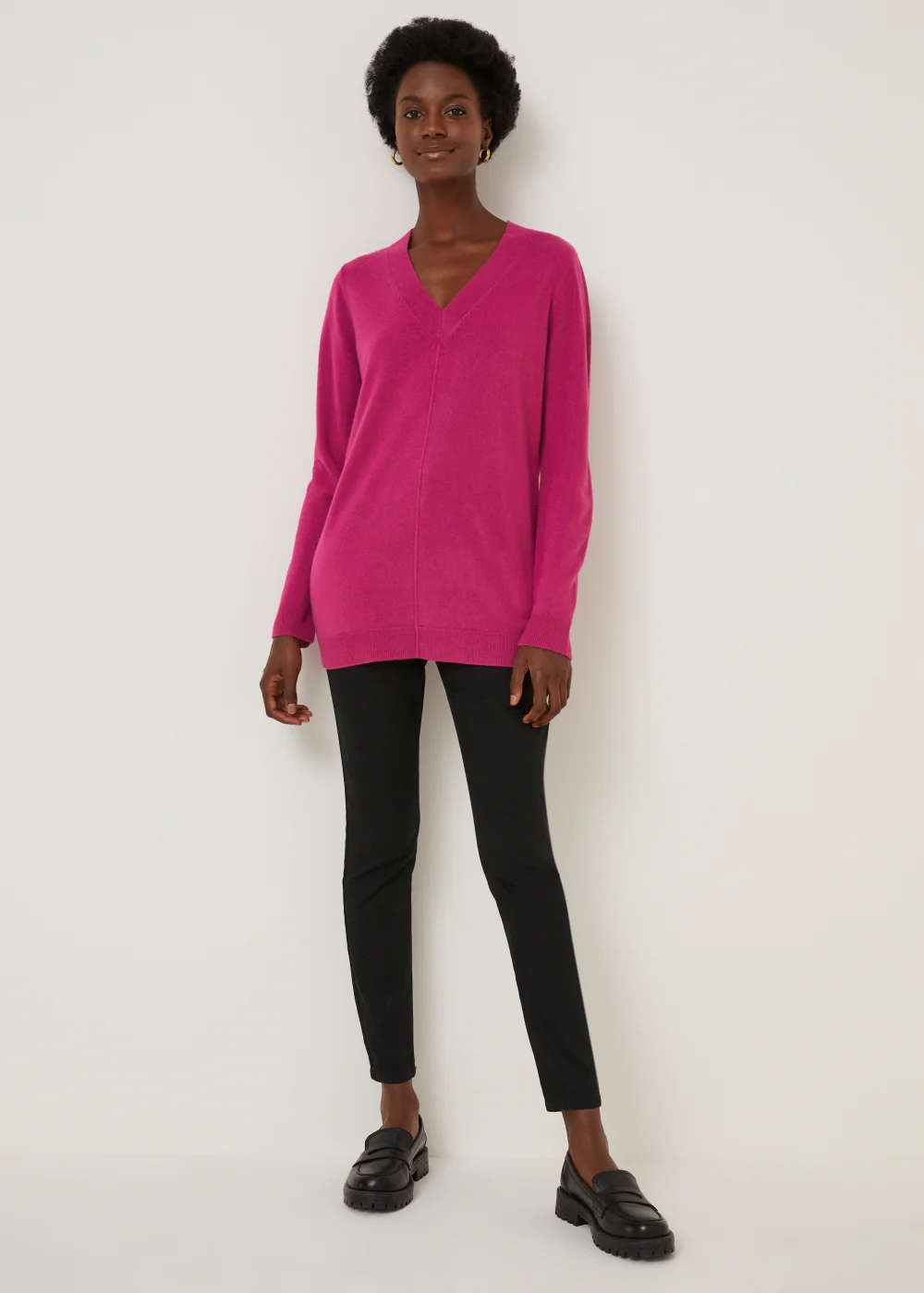 Bright Pink Super Soft V-Neck Jumper - 8 Image 3