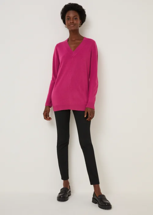 Bright Pink Super Soft V-Neck Jumper - 8 Image 3