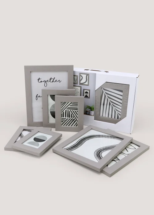 8 Pack Grey Wood Gallery Photo Frames Image 1