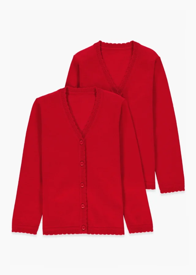 Girls 2 Pack Red School Cardigans (3-13yrs)