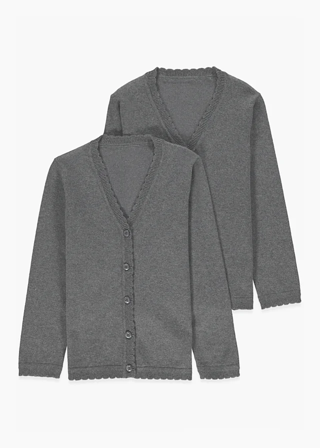Girls 2 Pack Grey School Cardigans (3-13yrs)
