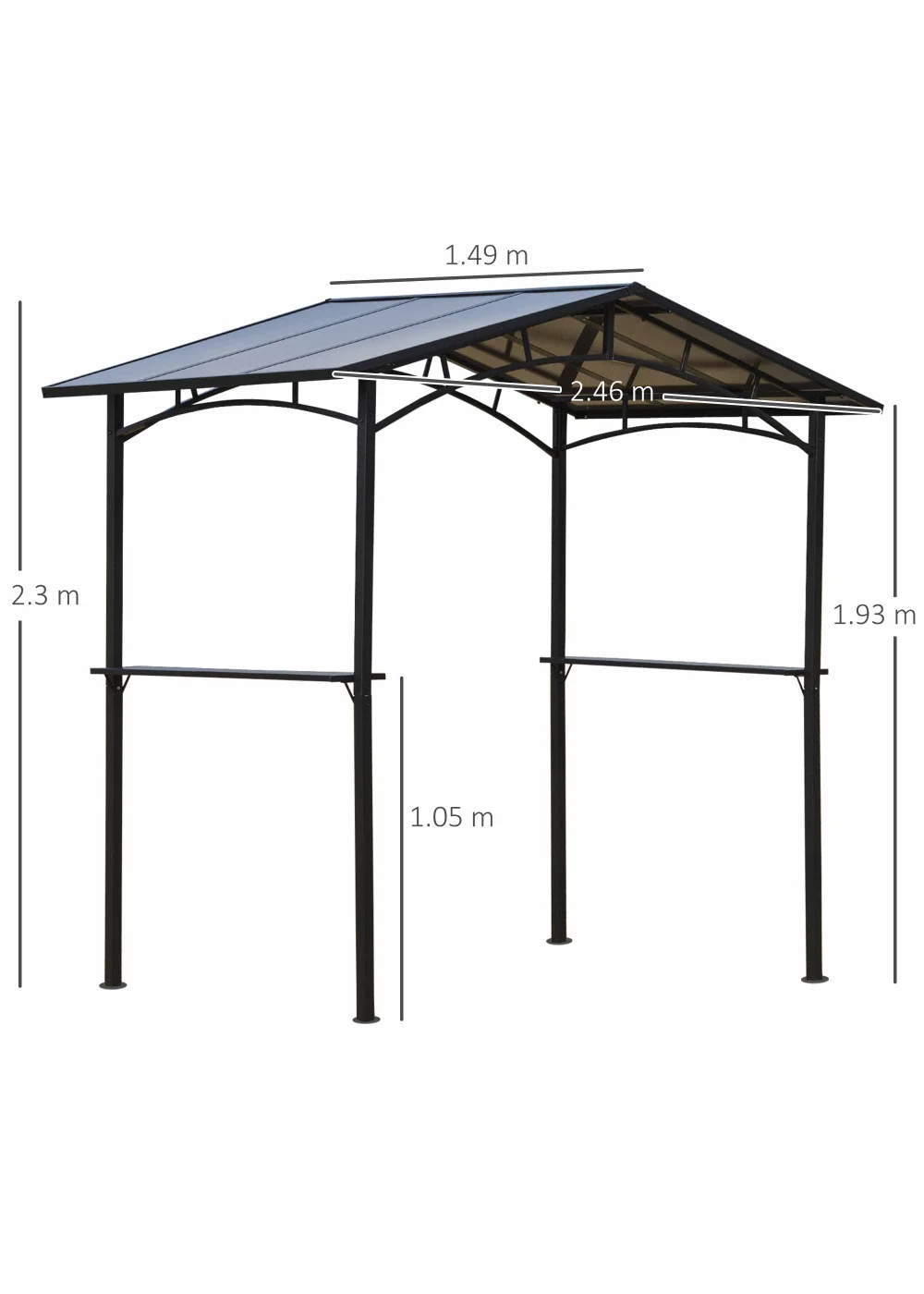 Outsunny Garden BBQ Protective Gazebo (8ft x 5ft) - No Size Image 3