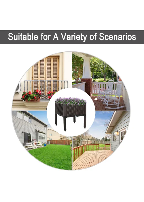 Outsunny Set of 1 26L Garden Raised Bed Elevated Patio Flower Plant Planter Box - No Size Image 4