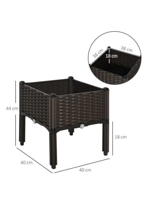 Outsunny Set of 1 26L Garden Raised Bed Elevated Patio Flower Plant Planter Box - No Size Image 3