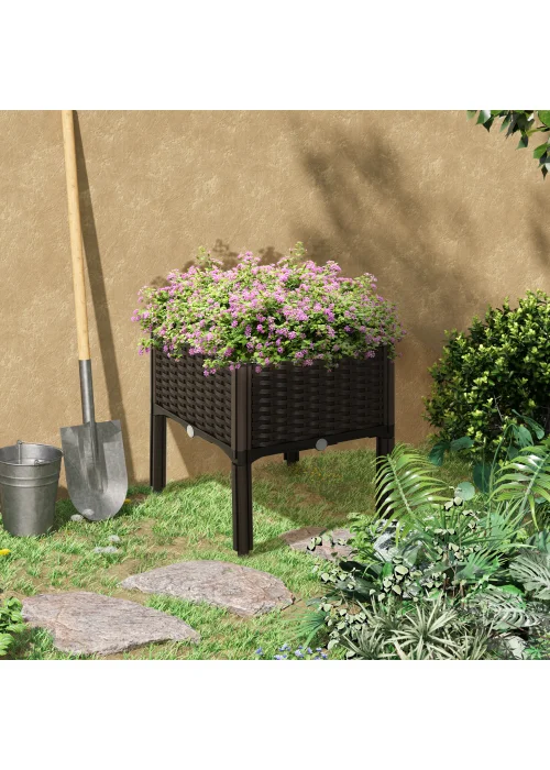 Outsunny Set of 1 26L Garden Raised Bed Elevated Patio Flower Plant Planter Box - No Size Image 1