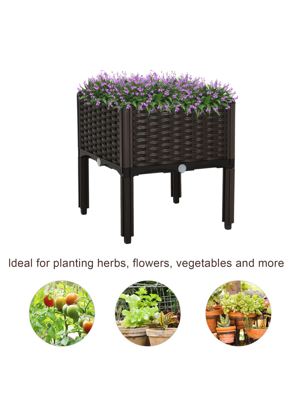 Outsunny Set of 1 26L Garden Raised Bed Elevated Patio Flower Plant Planter Box - No Size Image 5