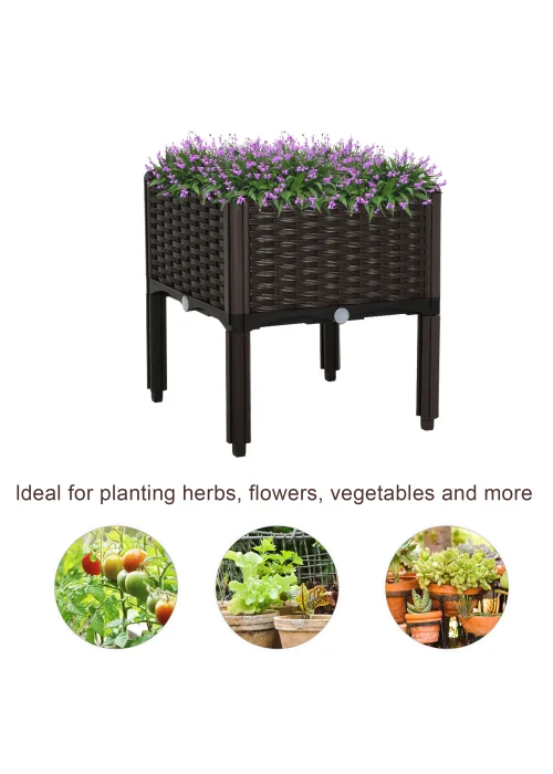 Outsunny Set of 1 26L Garden Raised Bed Elevated Patio Flower Plant Planter Box - No Size Image 5