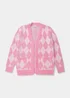 Girls Pink Diamond Fluffy Cardigan (4-13yrs) - Age 4 Years Image 1