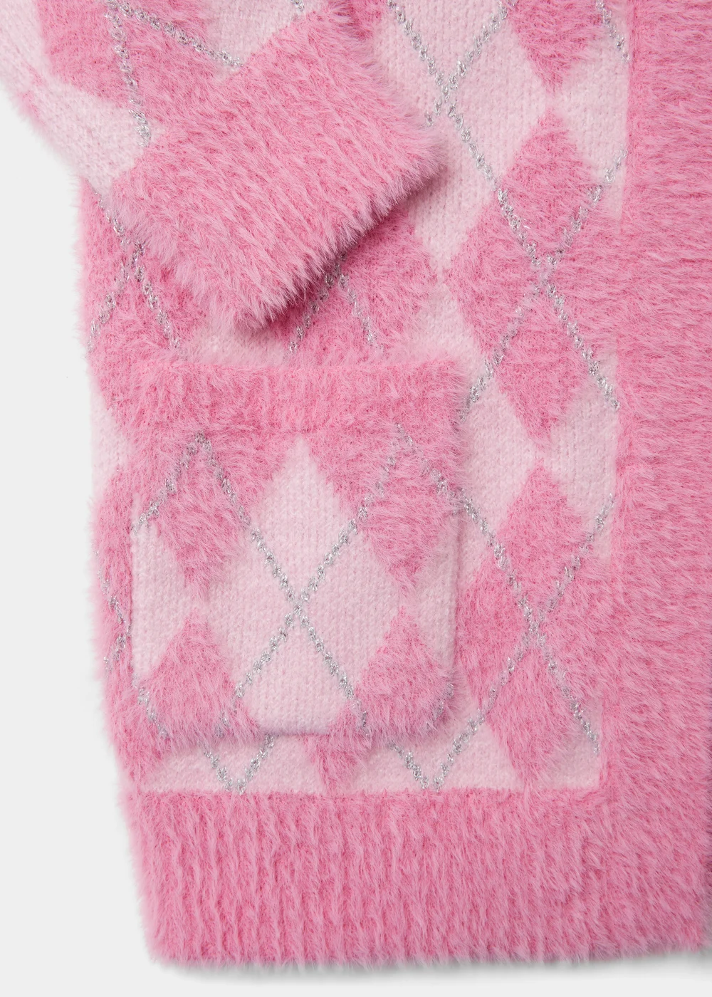Girls Pink Diamond Fluffy Cardigan (4-13yrs) - Age 4 Years Image 2