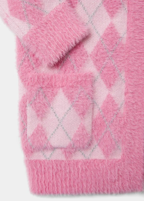 Girls Pink Diamond Fluffy Cardigan (4-13yrs) - Age 4 Years Image 2