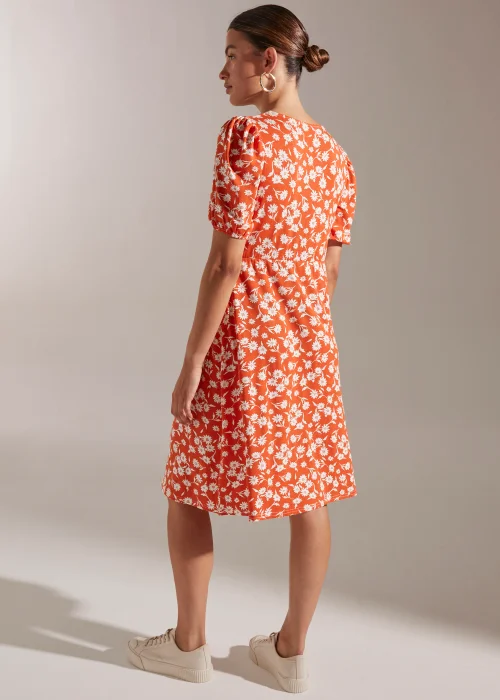 Orange Floral Midi Dress - 8 Image 2