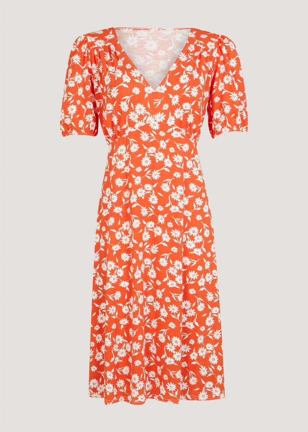 Orange Floral Midi Dress - 8 Image 5
