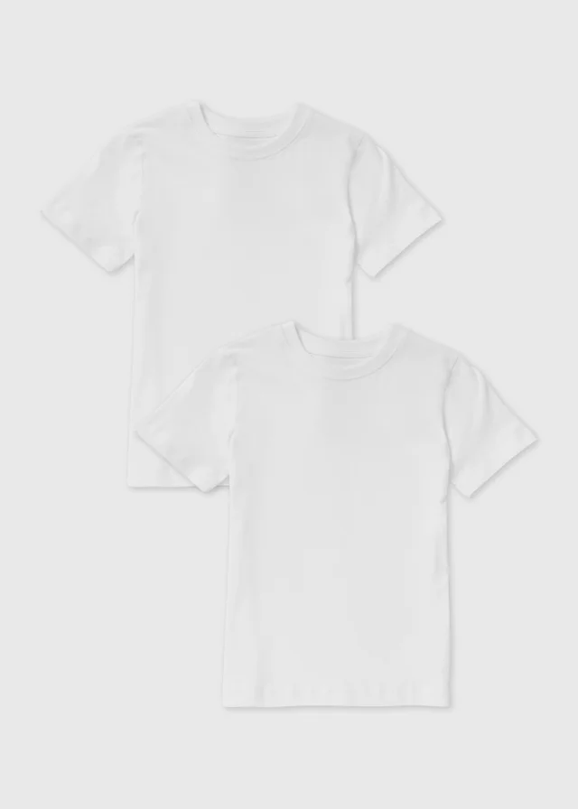 Kids 2 Pack White School T-Shirts (3-16yrs)