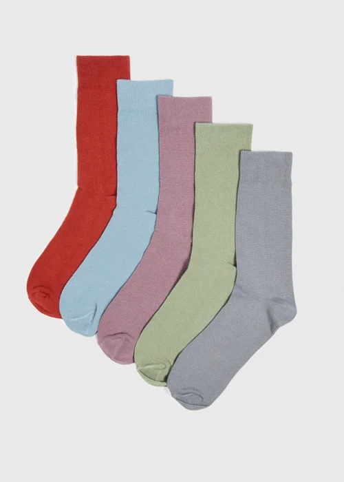 5 Pack Multicolour Plain Socks - 6-8.5 Image 1