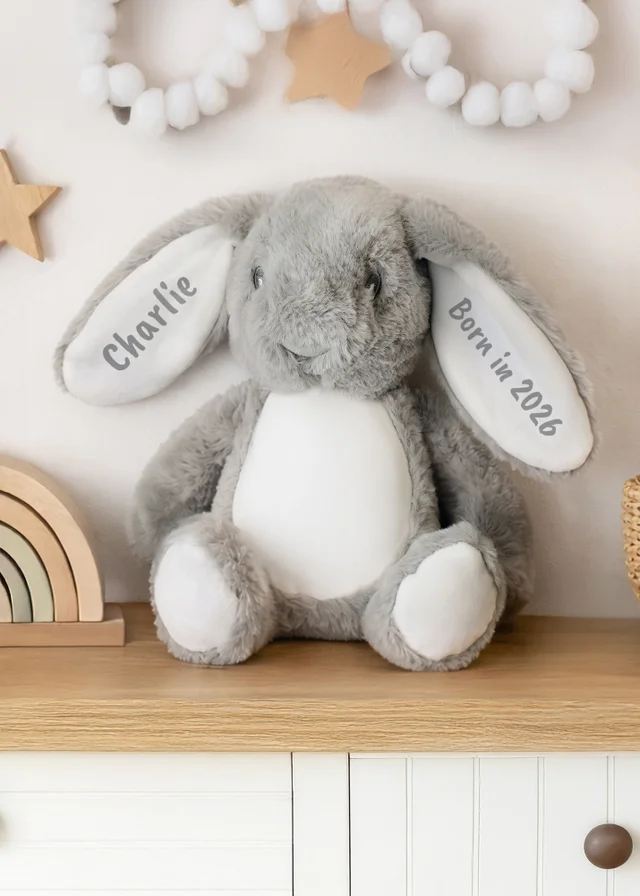 Personalised Memento Company Grey Bunny Rabbit Soft Toy