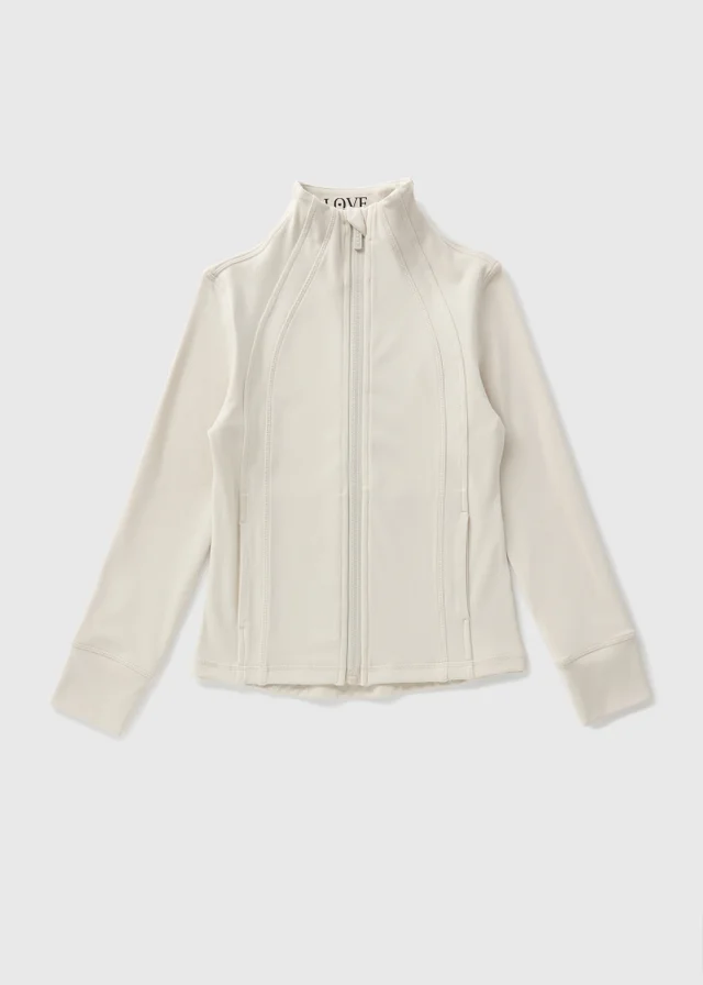 Girls Cream Zip Sports Jacket (7-15yrs)