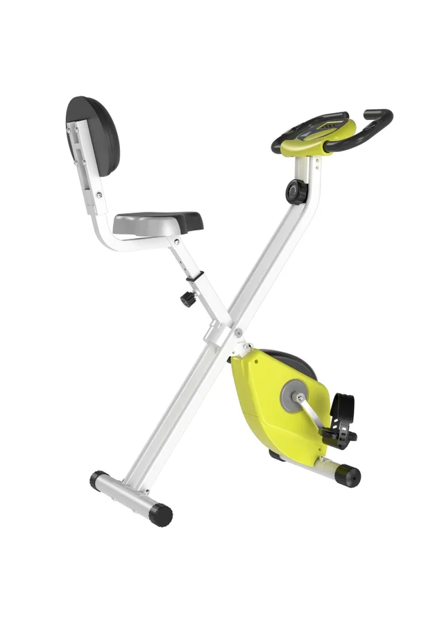 HOMCOM Yellow Magnetic Resistance Exercise Bike Foldable LCD Adjustable Seat