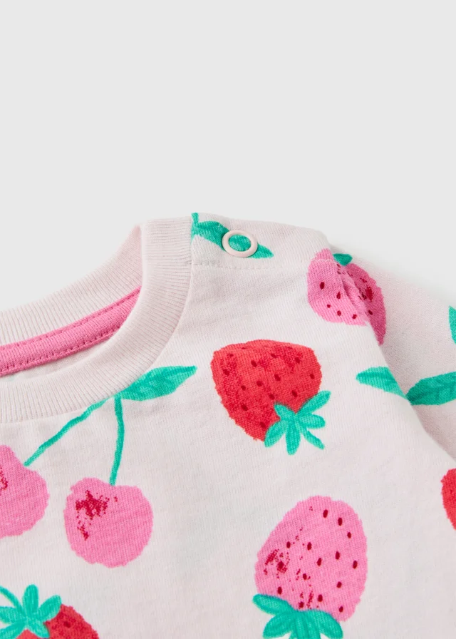 Baby Pink Fruit Long Sleeve Top(Newborn-23mths)