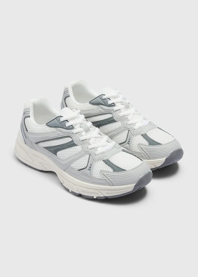 Grey Mesh Chunky Trainers