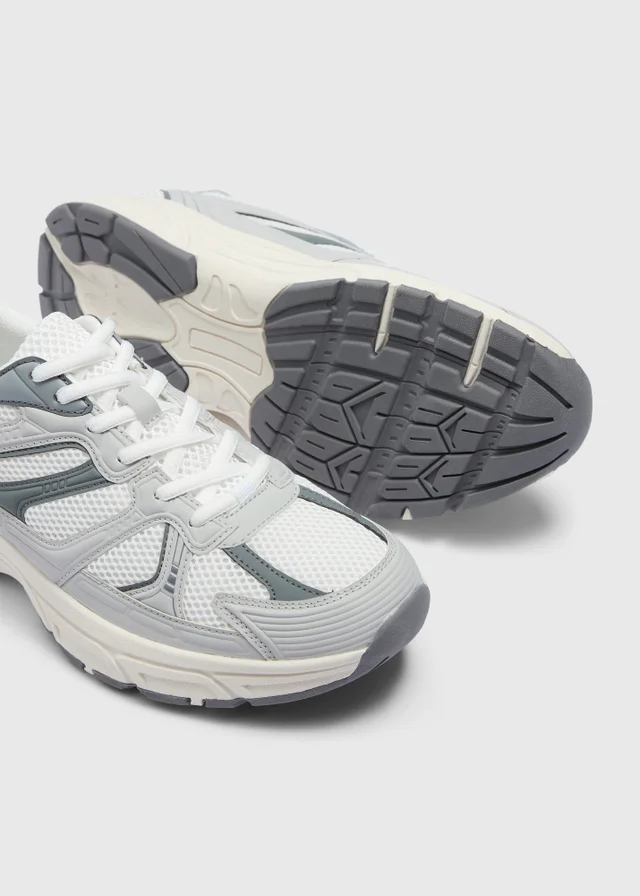 Grey Mesh Chunky Trainers