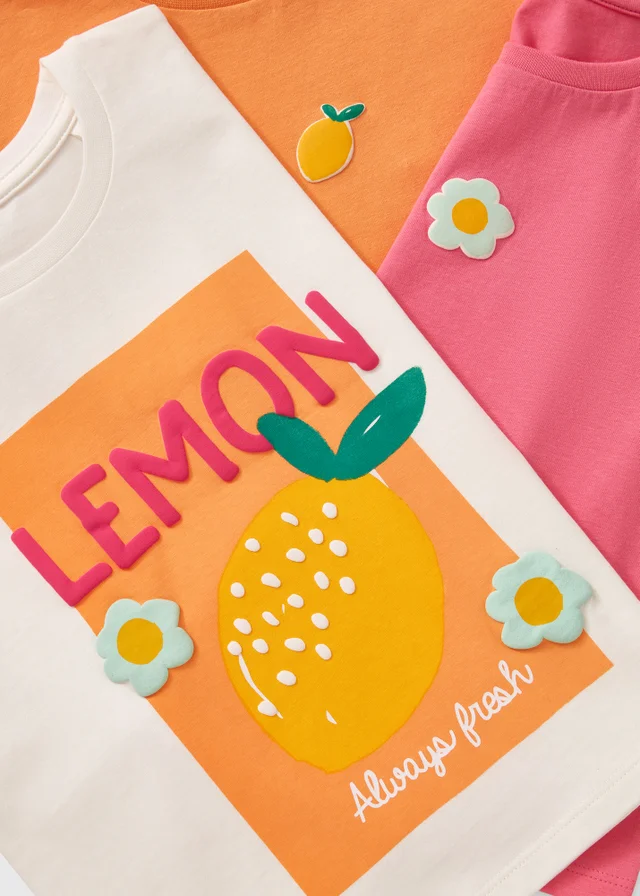 3 Pack Girls Pink Lemon T-Shirts (1-7yrs)