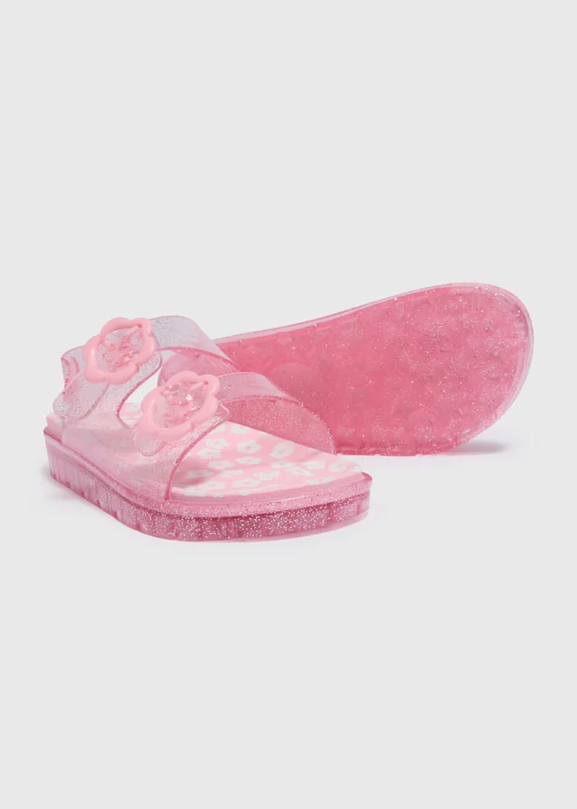 Girls Pink Flower Jelly Buckle Sandals (Younger 8-Older 2)