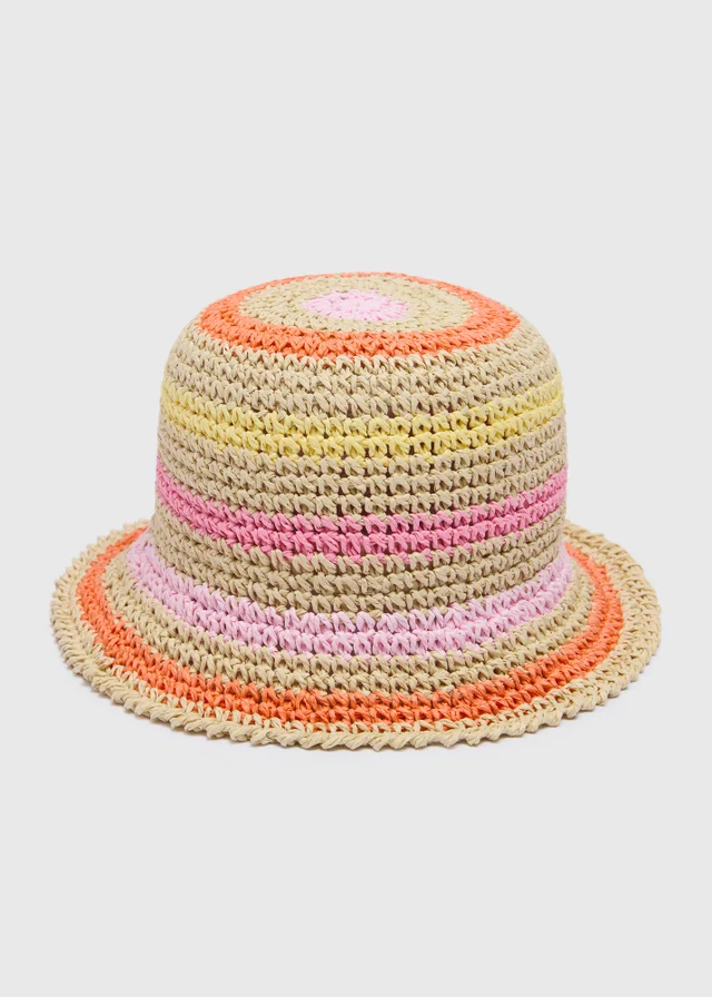 Girls Multicolour Stripe Straw Hat (3-13yrs)