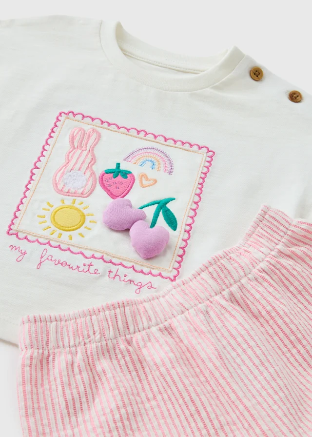 Baby Pink Fruit Stripe Top & Trouser Set (Newborn-23mths)