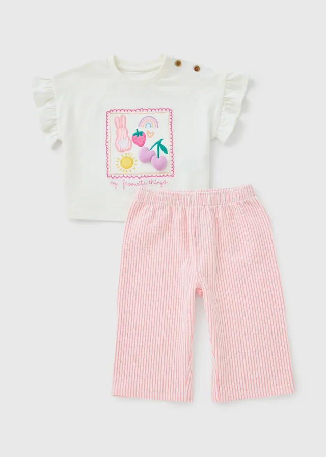 Baby Pink Fruit Stripe Top & Trouser Set (Newborn-23mths)