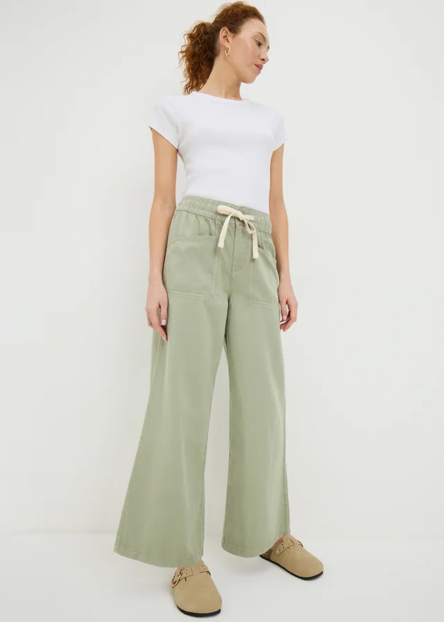 Sage Green Utility Wide Leg Trousers