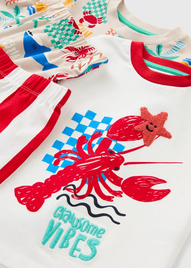 2 Pack Boys Red Lobster Short Pyjama Set (1-7yrs)