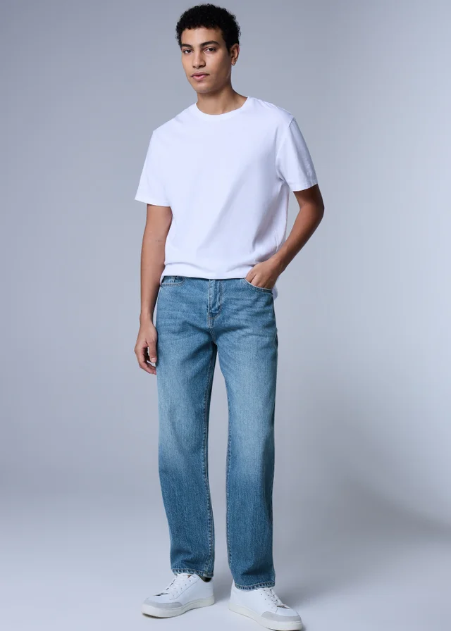 Mid Wash Relaxed Fit Jeans