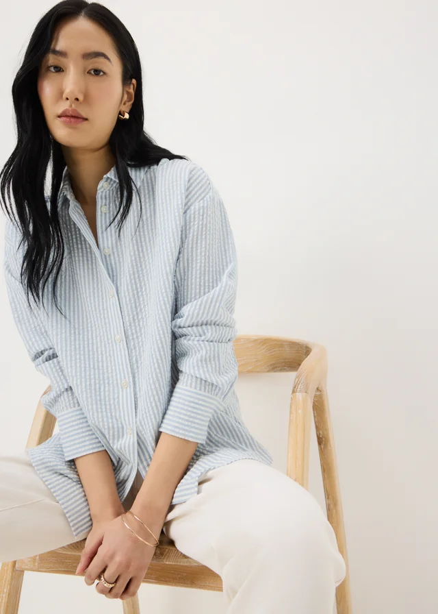 Blue Stripe Seersucker Shirt