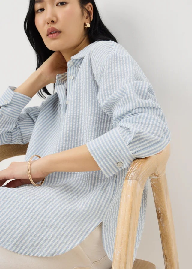 Blue Stripe Seersucker Shirt