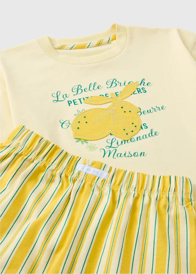 Girls Yellow Lemon Short Pyjama Set (7-13yrs)