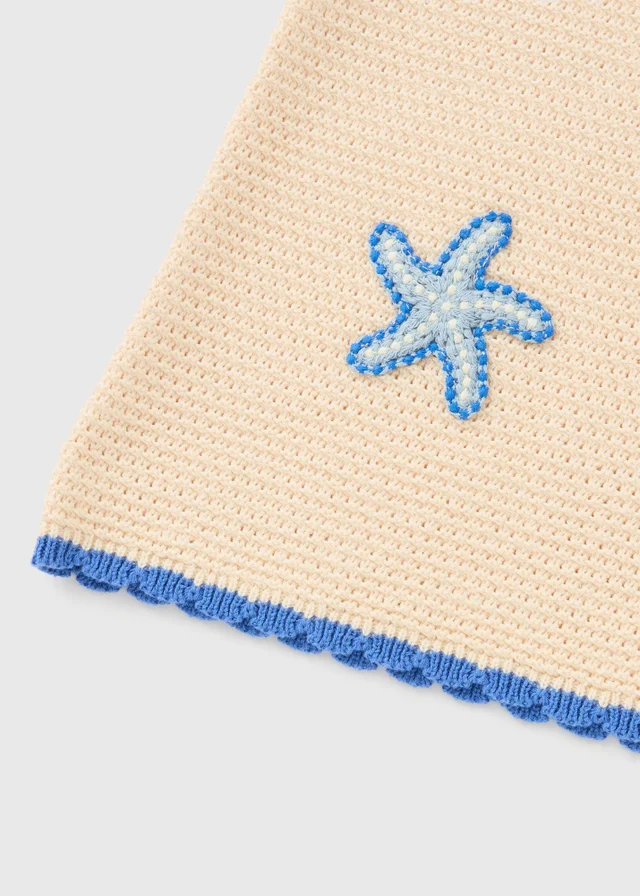 Girls Cream Starfish Knit Dress (1-7yrs)
