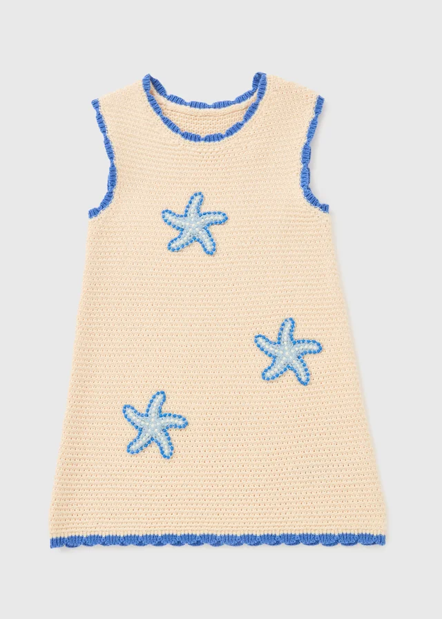 Girls Cream Starfish Knit Dress (1-7yrs)