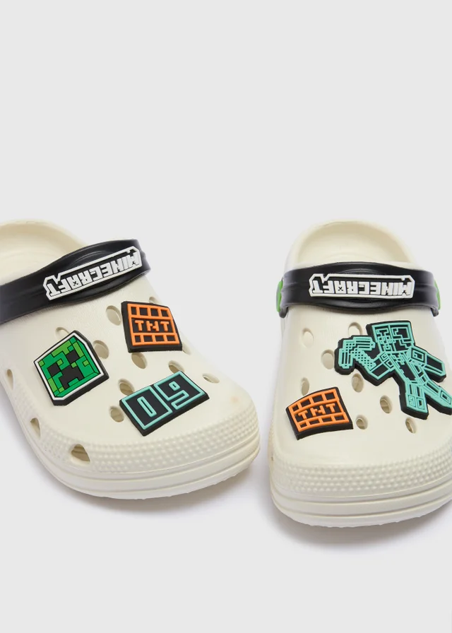 Minecraft Boys Cream Badge Clogs (Younger 8/9 - Older 5/6)