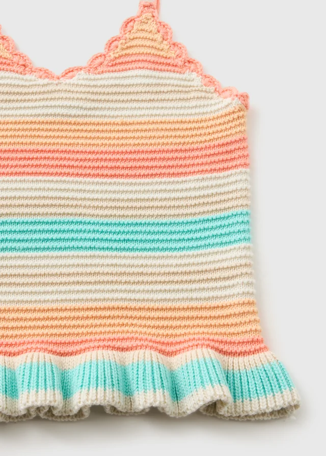 Girls Orange Stripe Knitted Vest (7-15yrs)