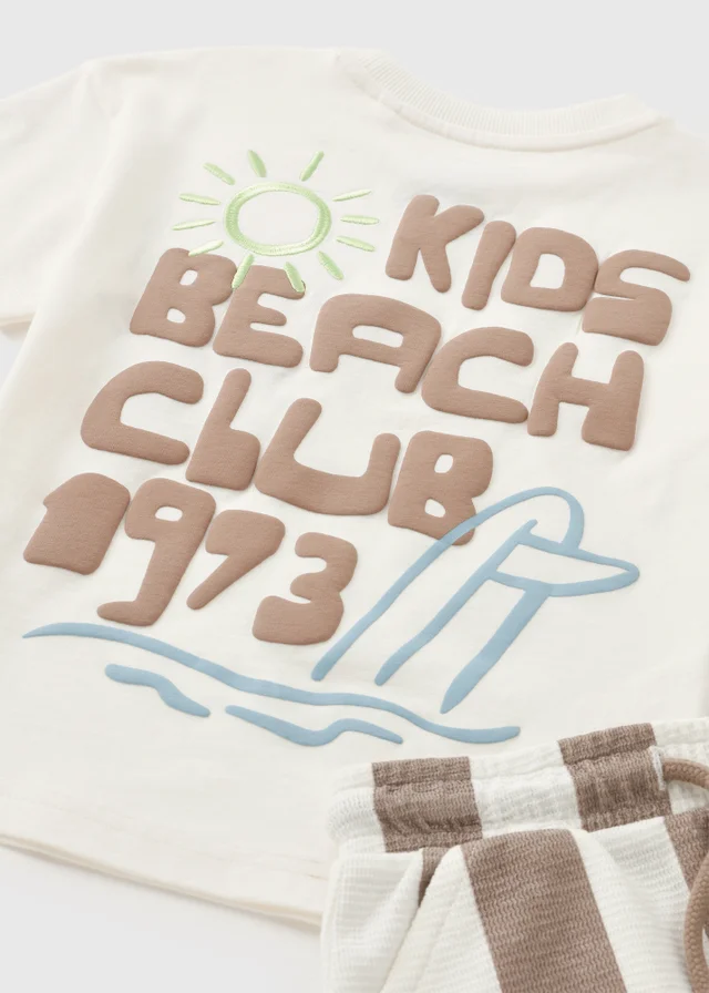 Boys White Palm Beach T-Shirt & Short Set (1-7yrs)