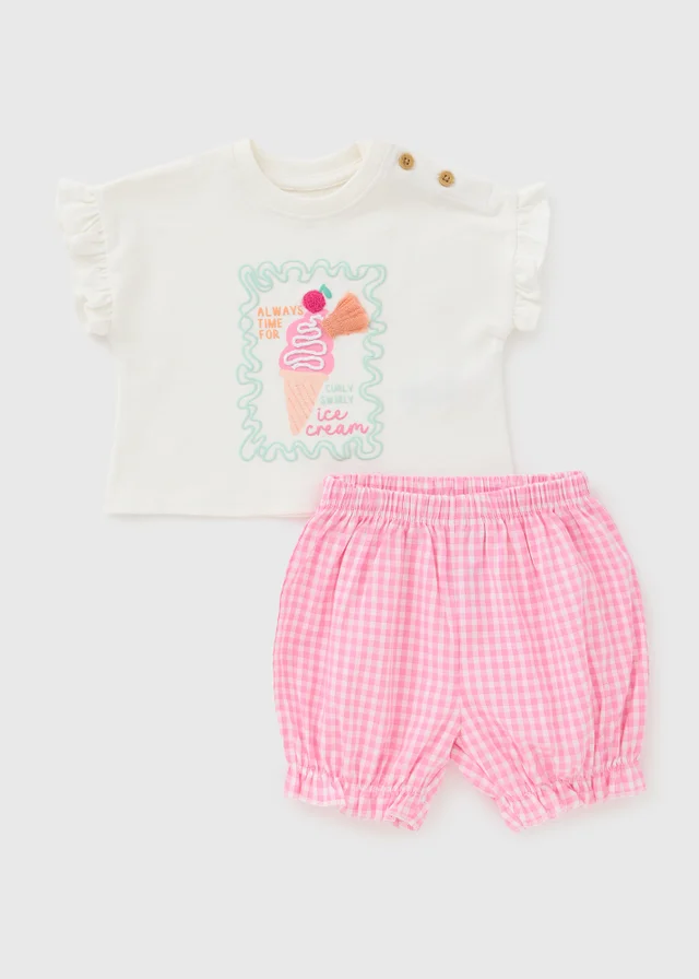 Baby Pink Ice Cream Top & Short Set (Newborn-23mths)