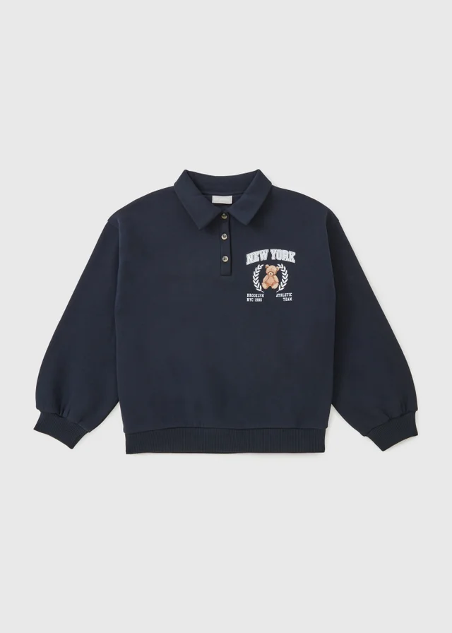 Girls Navy Bear Polo Sweatshirt (7-15yrs)