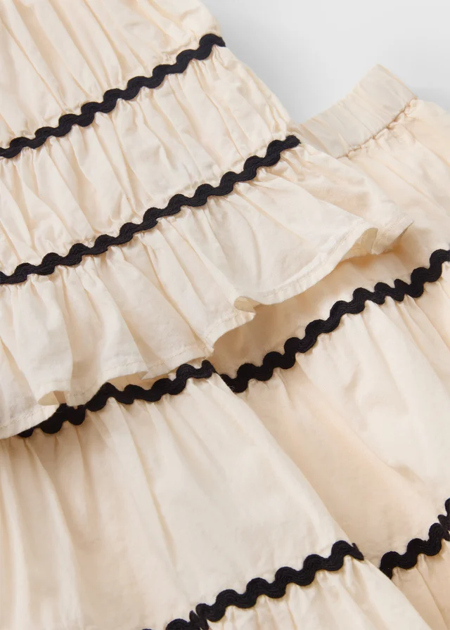 Girls Cream Woven Frill Top & Skirt Set (7-15yrs)