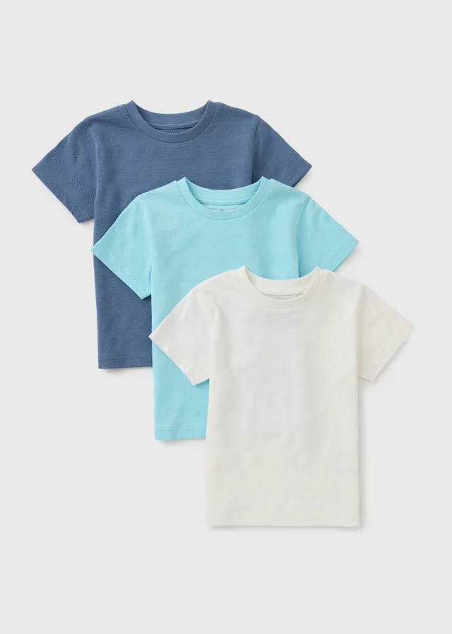 3 Pack Boys Blue Textured T-Shirt (1-7yrs)