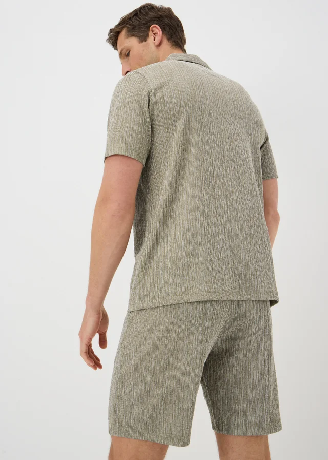 Khaki Plisse Co Ord Shirt