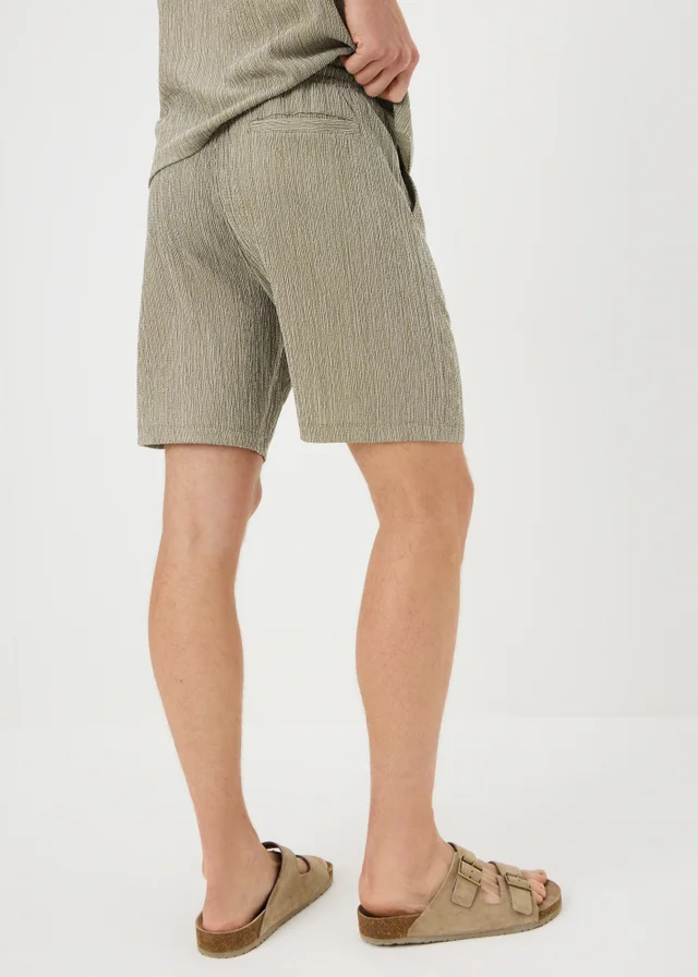 Khaki Plisse Co Ord Shorts