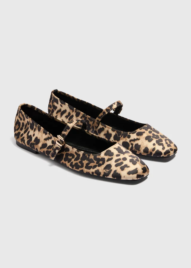Beige Leopard Mary Jane Ballet Flats