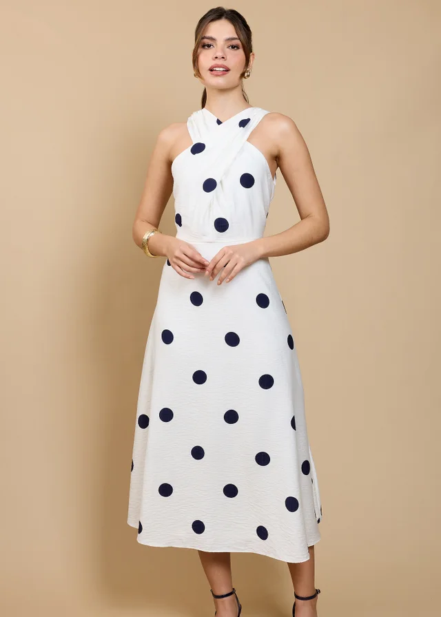 Little Mistress Spot Print Halter Midaxi Dress by Vicky Pattison