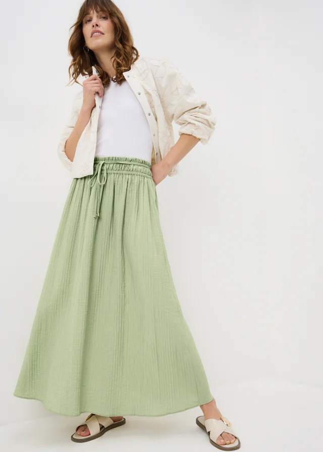Sage Green Shirred Midaxi Skirt